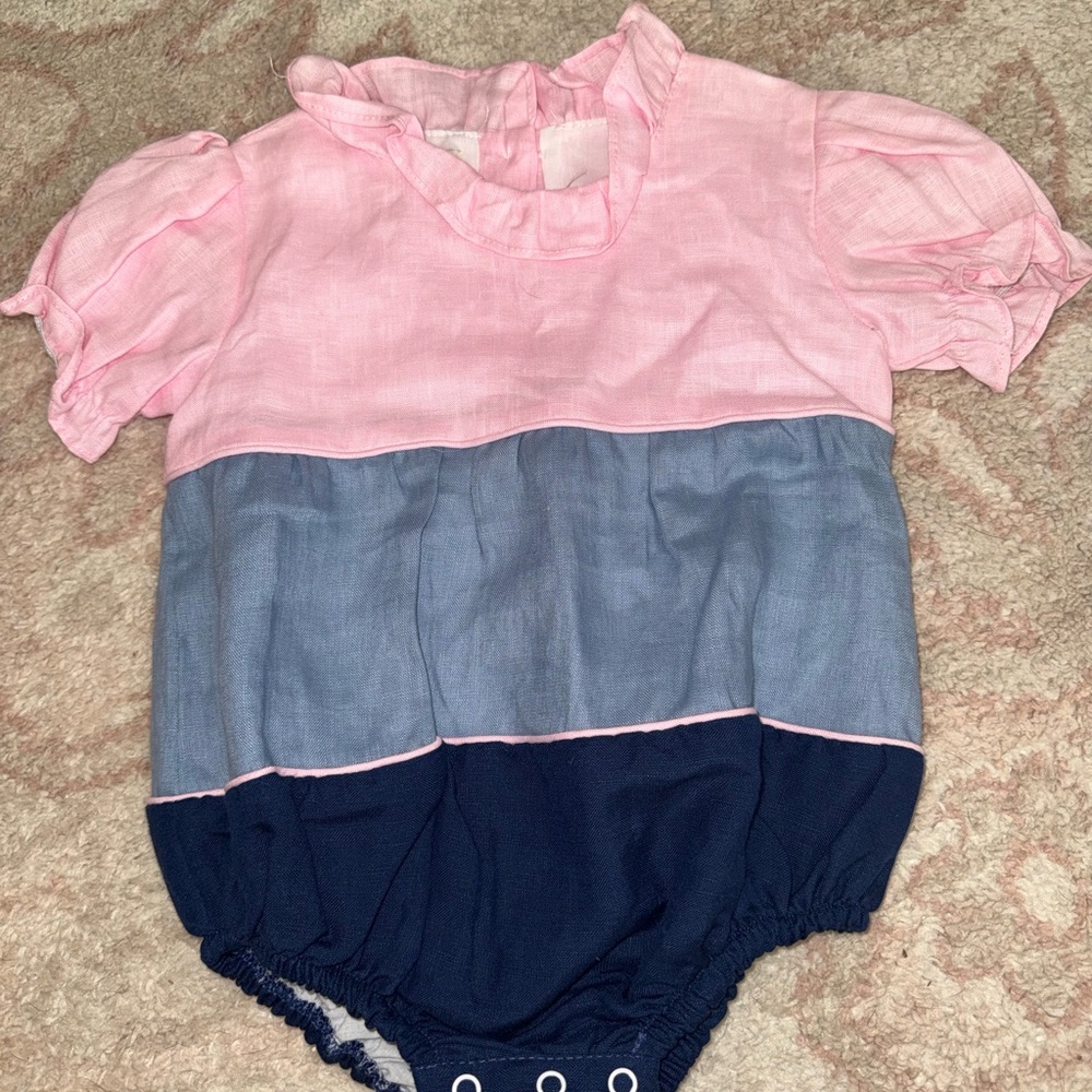 Pink Navy Colorblock Baby One-Piece Bodysuit